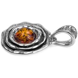 Ian and Valeri Co. Amber Sterling Silver Round Flower Pendant