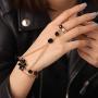 Bomine Boho Crystal Finger Bracelets Ring Hand Chain Gold Flower Beach Slave Bracelet Jewelry Chain for Women and Girls