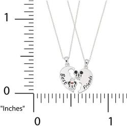 Disney Classic Mickey and Minnie Mouse Jewelry for Women, Silver Plated Brass Best Friends Set of Two Breakaway Pendant Necklaces