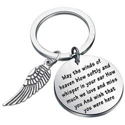 FUSTMW Memorial Keychain Sympathy Gift Loss Jewelry Remembrance Gift in Memory of Loved One May The Winds of Heaven Blow Softly