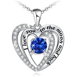 Samity Heart Necklace for Women I Love You to The Moon and Back Necklace Jewelry for Girls Wife Daughter