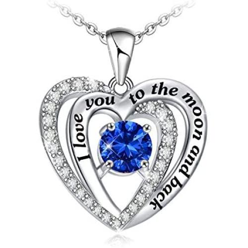 Samity Heart Necklace for Women I Love You to The Moon and Back Necklace Jewelry for Girls Wife Daughter