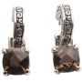 NOVICA Smoky Quartz .925 Sterling Silver Dangle Earrings Buddha Hoops