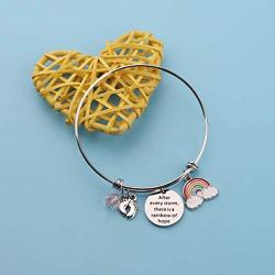 AKTAP Mommy of Rainbow Baby Gift Pregnancy Bracelet After Every Storm There is A Rainbow of Hope Feet Charm Bracelet Baby Loss Mom Miscarriage Je