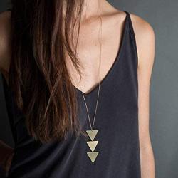 Shegirl Bar Long Necklace Charm Three Triangle Arrow Pendant Necklace Gold Fashion Y-Necklace Jewelry for Women and Girls Gifts