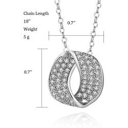 FANCIME Rose/White Gold Plated Cubic Zirconia Necklace Halo Simulated Diamond/Created Blue Sapphire Elegant Jewelry for Women Girls Mother