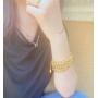ISAACSONG.DESIGN Women Men Beaded Couple Bracelet, Stainless Steel Gold Bead Ball Stacking Elastic Bracelet Jewelry