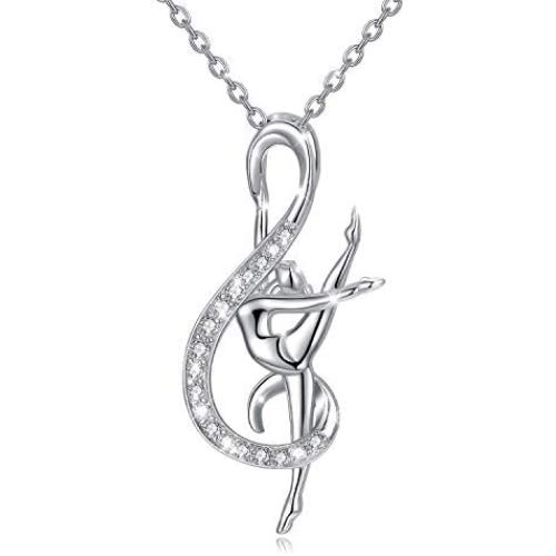 WINNICACA Sterling Silver Music Note Necklaces Rose Sunflower Necklace Gymnastics Gifts Created Opal Jewelry for Women Dance Lovers Teacher