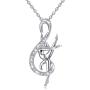 WINNICACA Sterling Silver Music Note Necklaces Rose Sunflower Necklace Gymnastics Gifts Created Opal Jewelry for Women Dance Lovers Teacher