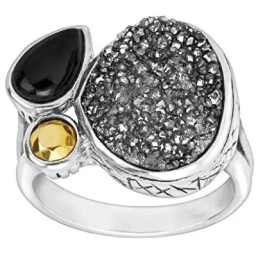 Silpada Crystal Cave Natural Agate & Druzy Ring in Sterling Silver & Brass Silpada Crystal Cave Natural Agate & Druzy Ring in Sterling Silver & Brass