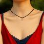 Olbye Peace Necklace Choker Leather Silver Choker Necklace for Women and Teen Girls Boho Jewelry Necklace Silver (Geometric)