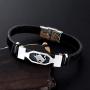 NC Leather Bracelet for Women Mens, Stainless Steel Friendship Teen Girls Bracelets of Charm Couples 12 Constellations Black Bracelet Jewelry