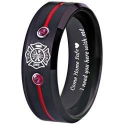 Cloud Dancer Firefighter Fireman Fire Department Fire Police Ring - Husband Boyfriend Best Friend Tungsten Ring Gifts