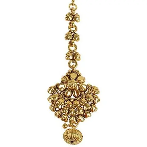 MUCH-MORE Sleek Design Gold Plated Maang Tikka for Girls & Kids & Women (MT-2228)