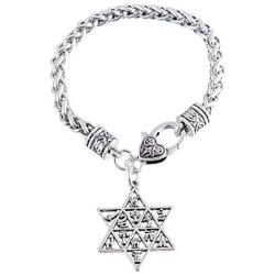 Jewish 12 Tribes of Israel Star of David Charm Alloy Wheat Chain Hebrew Bracelet Gift Women Men Jewelry