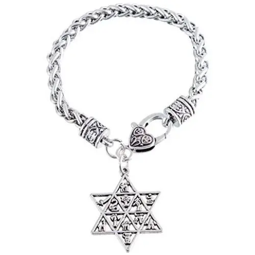 Jewish 12 Tribes of Israel Star of David Charm Alloy Wheat Chain Hebrew Bracelet Gift Women Men Jewelry Jewish 12 Tribes of Israel Star of David Charm Alloy Wheat Chain Hebrew Bracelet Gift Women Men Jewelry