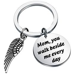 Gzrlyf Dad You Walk Beside Me Every Day Keychain Memorial Gifts for Loss of Father Mother Remembrance Gifts