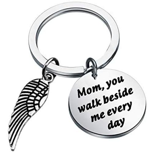 Gzrlyf Dad You Walk Beside Me Every Day Keychain Memorial Gifts for Loss of Father Mother Remembrance Gifts