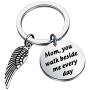 Gzrlyf Dad You Walk Beside Me Every Day Keychain Memorial Gifts for Loss of Father Mother Remembrance Gifts
