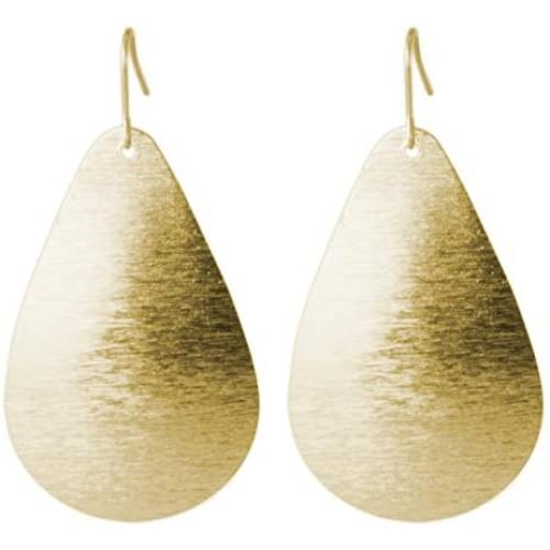 Brushed Gold or Silver Light Weight Teardrop Earring | SPUNKYsoul Collection