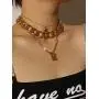 Minimalist Lock Lariat Necklace Layered Necklace Puffy Tiny Heart Necklace Chunky Chain Simple Style for Everyday Wear