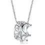 Kebaner Women 925 Sterling Silver Plated Crown Princess Pendant Necklace Austrain Crystal Jewelry