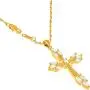 LIFETIME JEWELRY Cubic Zirconia Snowflake Cross Necklace Chain 24k Gold Plated