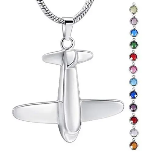 memorial jewelry Birthstone Personalized Airplane Mens Cremation Ashes Jewelry Initial Necklace memorial jewelry Birthstone Personalized Airplane Mens Cremation Ashes Jewelry Initial Necklace