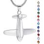 memorial jewelry Birthstone Personalized Airplane Mens Cremation Ashes Jewelry Initial Necklace