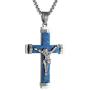 HZMAN Crucifix Stainless Steel Jewelry Jesus Cross Pendant Gold Silver Black Necklace Gift