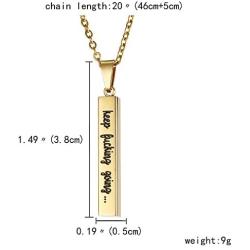 Inspirational Keep Going Necklace Stainless Steel Bar Initial Pendant Necklace Encouragement Jewelry for Teen Girls Kids Men