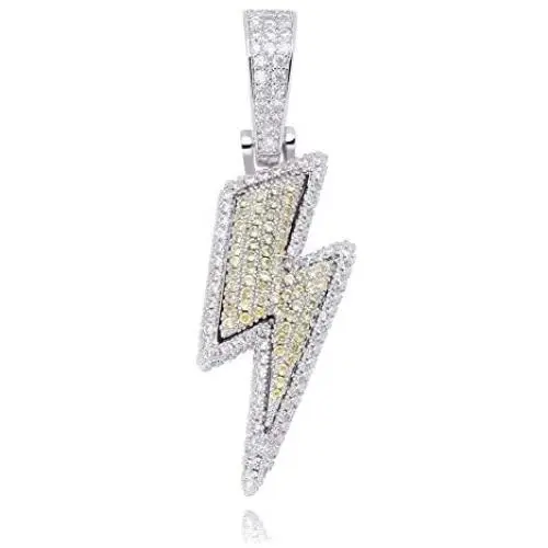 mole Iced Out Bling Lightning Pendant Necklace Full Pave AAA+ Cubic Zirconia Charm Hip Hop Jewelry Gift for Men Women mole Iced Out Bling Lightning Pendant Necklace Full Pave AAA+ Cubic Zirconia Charm Hip Hop Jewelry Gift for Men Women