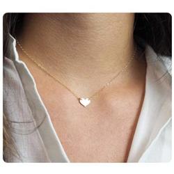 S.J JEWELRY Womens Simple Delicate Handmade 14K Gold Plated/Rose Gold/Silver Plated Simple Delicate Heart and Bar Chokers Necklace
