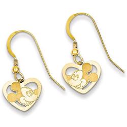 Roy Rose Jewelry Gold-plated Sterling Silver Mickey Mouse Heart Dangle Wire Earrings Trademark and Licensed