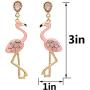 MIXIA Pink Enamel Oil Flamingo Bird Dangle Earrings for Women Hypoallergenic Jewelry Cute Animal Flamingo Crystal Earrings