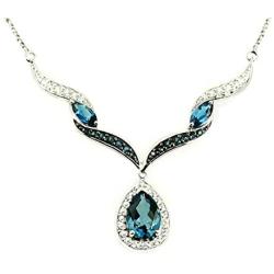 RB Gems Sterling Silver 925 Pendant Necklace Genuine Gemstone Pear 12x8 mm with Rhodium-Plated Finish 18”