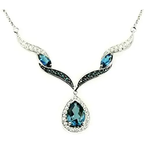 RB Gems Sterling Silver 925 Pendant Necklace Genuine Gemstone Pear 12x8 mm with Rhodium-Plated Finish 18”