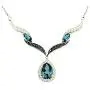 RB Gems Sterling Silver 925 Pendant Necklace Genuine Gemstone Pear 12x8 mm with Rhodium-Plated Finish 18”