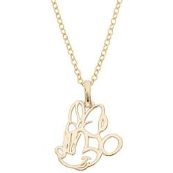 Disney Jewelry Mickey or Minnie Mouse 14k Yellow Gold Cutout Silhouette Pendant Necklace, 18''