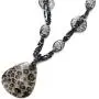 COOLSTEELANDBEYOND Black Statement Necklace Long Gem Stone Beads Chain Large Dangling Leopard Print Resin Sector Charm COOLSTEELANDBEYOND Black Statement Necklace Long Gem Stone Beads Chain Large Dangling Leopard Print Resin Sector Charm