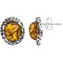 Baltic Honey Amber Sterling Silver Round Stud Earrings