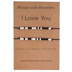 JOOVAYUN Morse Code Bracelet I Love You Unique Gifts for Women Girls Best Friends Couples Teens Novelty Morris Jewelry Gift with Secret Message