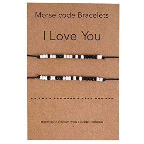 JOOVAYUN Morse Code Bracelet I Love You Unique Gifts for Women Girls Best Friends Couples Teens Novelty Morris Jewelry Gift with Secret Message