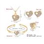 Cathercing Gold Necklace Earrings Bracelets Ring Set for Women Party Jewelry Heart Rhinestone Necklace Earrings Set Charm Elegant Accessories for Wedding Cosplay Ball Prom Gift