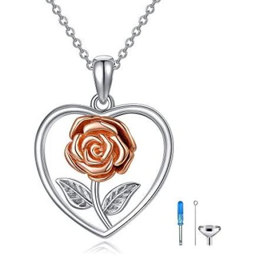 Sterling Silver Heart Urn Necklace for Ashes Cremation Keepsake Pendant Necklace for Women