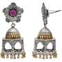 Aheli Intricate Crafted Bohemian Dual Tone Indian Oxidized Flower Shape Drop Dangle Square Jhumki Earrings Ethnic Wedding Fashion Jewelry for Women