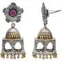 Aheli Intricate Crafted Bohemian Dual Tone Indian Oxidized Flower Shape Drop Dangle Square Jhumki Earrings Ethnic Wedding Fashion Jewelry for Women