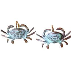 Verdigris Patina Brass Crab Earrings