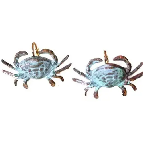 Verdigris Patina Brass Crab Earrings Verdigris Patina Brass Crab Earrings