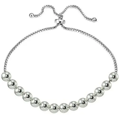 Hoops & Loops Sterling Silver 6mm Bead Adjustable Bracelet Hoops & Loops Sterling Silver 6mm Bead Adjustable Bracelet